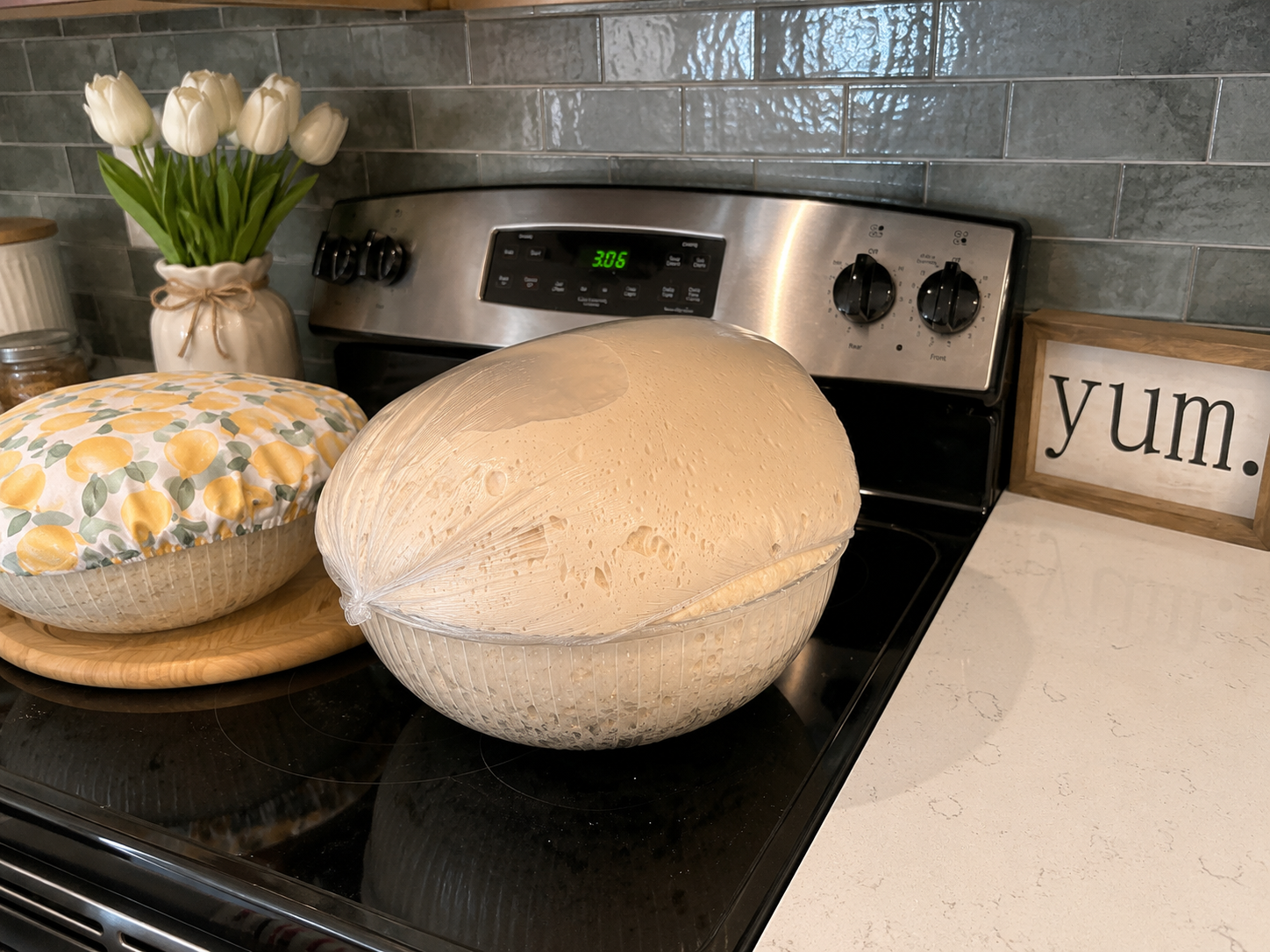 Bread dough ready to be shaped before cold proofing, Kneadful Bread Co.