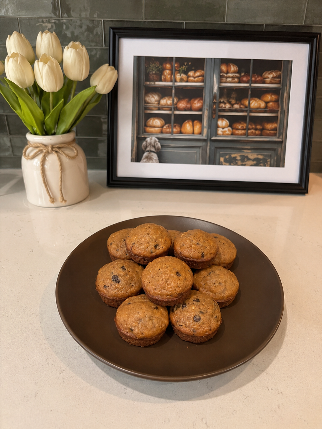 Fresh-baked banana chocolate chip muffins, Kneadful Bread Co.